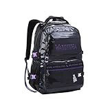 Mochila Costas Wandinha Addams Escolar Holográfica Infantil Com 5 Bolsos (Preto)