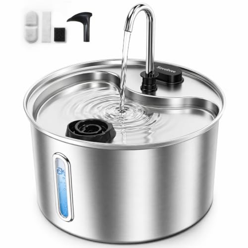 SOVELIVEE Stainless Steel Cat Water Fountain, 118oz/3.5L