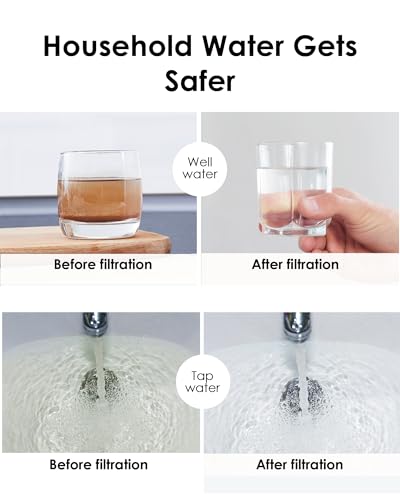 Waterdrop Whole House Water Filter System, Reduce Iron & Manganese, with Carbon and Sediment Filters, 5-Stage Filtration, Reduce Iron, Lead, Chlorine, Odor, 2-Stage WD-WHF21-FG, 1" Inlet/Outlet