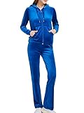 Woolicity Womens Sweatsuits Set Velour Tracksuit 2 Piece Outfits Set Zip Up Hoodies and Pants Sports
