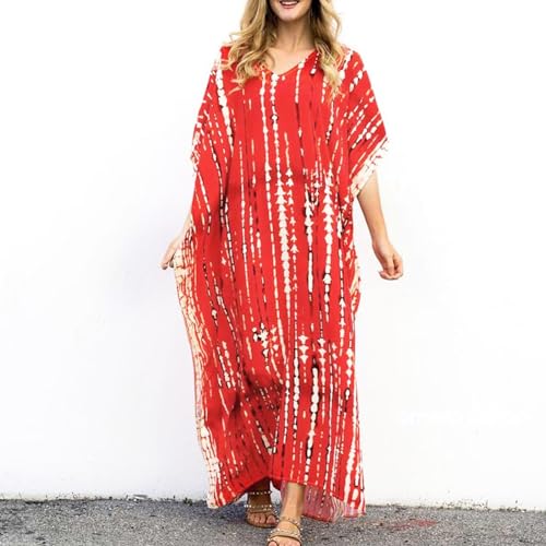 Robe longue douce femme grande taille col en V fluide pour l'été - 3