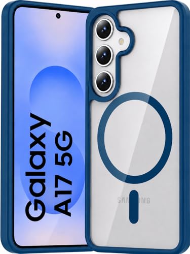 Image of ArmourPro MagSafe Compatible Case for Samsung Galaxy A17, Magnetic Wireless Charging Back Cover with Clear Back, Flexible TPU Bumper, Camera Protection | Blue