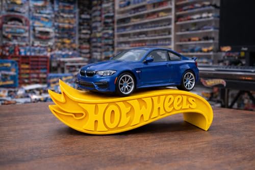 Image of 1:64 Diecast Car Display Shelves | Table Stand Toy Car Stand for Kids & Collectors | Black Steel Mini Car Rack for Home & Office Decor | (Pack of 5) (No Car Included) (Yellow)