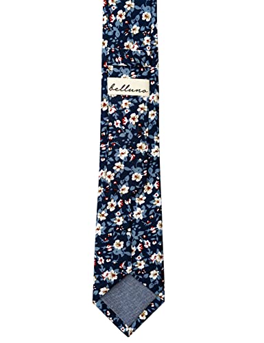 Image of BELLUNO Men's Cotton Floral Skinny Tie, 2.5 inch Width, with Gift Box