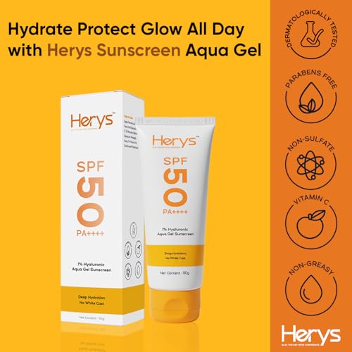 Image of Herys 4% Aha Bha Underarm Roll On | 50Ml + 1% Hyaluronic Sunscreen Aqua Gel SPF 50 PA++++ | 50 g