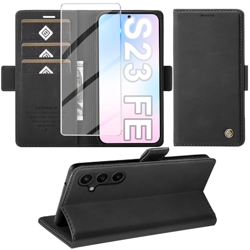 Giyer Handyhülle für Samsung Galaxy S23 FE Hülle mit Schutzfolie, Schutzhülle Galaxy S23 FE 5G PU Wallet Lederhülle Flip...