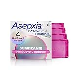 Asepxia, Jabón en barra Suavizante jabón facial y corporal, 53% Serum Hidratante, 4 x 100g