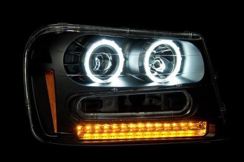 Anzo USA 111127 Chevrolet Trailblazer Black Projectors w/Halos Headlight Assembly - (Sold in Pairs) - Thumbnail 2