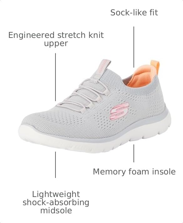 Image of Skechers Women's Summits Top Player Sneaker | Memory Foam cushioned comfort insole, Machine washable, Lightweight flexible shock-absorbing midsole, Bungee Slip-on