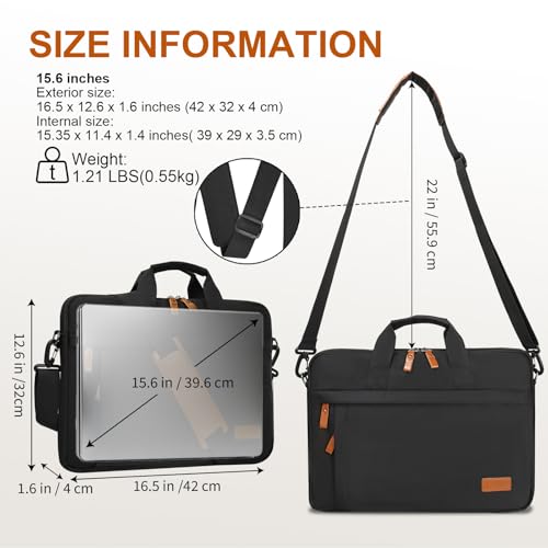 Image of ESTARER Laptop Bag 17-17.3 Inch, Computer Bags for Men Water-resistant Nylon Laptop Case Slim Laptop Sleeve Fits Hp /Dell /Asus /Lenovo /Acer, Black