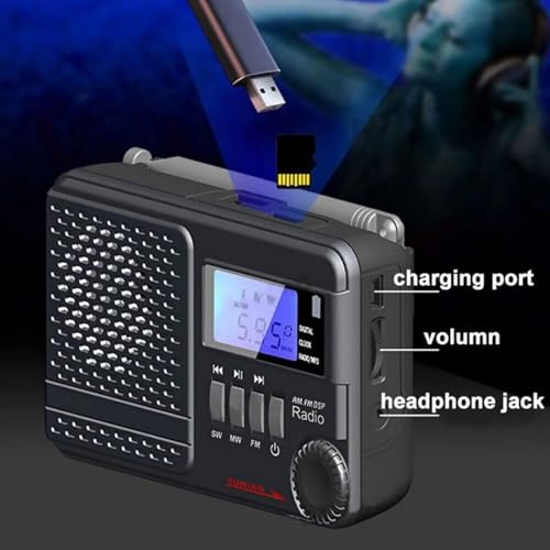 Radio portátil AM FM SW con MP3 y reloj digital miniatura 4