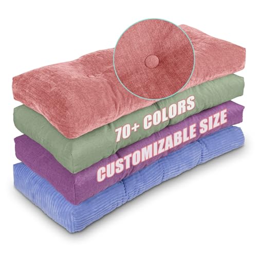 ROFIEJOX Custom Tufted Bench Cushion - Personalized Comfort, Durability, Waterproof, Color, and Style Fabric - Removable Washable Cover, Indoor/Outdoor Long Seat Furniture