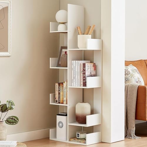 VECELO 8-Tier Tall Cactus-Shaped Tree Bookshelf, Vertical Bookcase with Waterproof