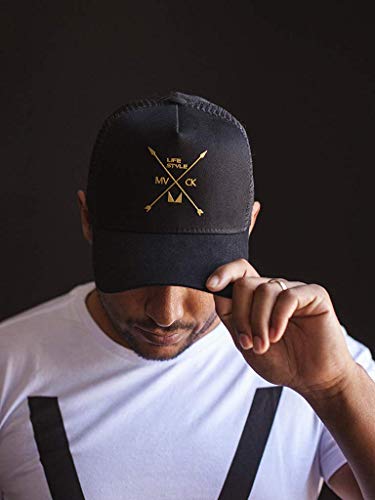 Boné Trucker Mvck Texas Preto e Amarelo Aba Curva