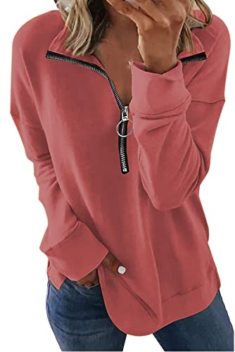 FANGJIN Damen Sweatshirt Oversized Mit 1/4 Zip - Y2K Hoodie Für Herbst & Winter