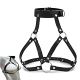 MIRKUZI Cadenas de cuerpo, Un cinturón de cadena corporal gótico de cuero negro, adecuado para fiestas de cosplay de discoteca, disfraces rave y disfraces de Halloween