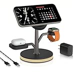 3 in 1 Charging Station for Apple Devices, Fast Charging Magsafe Charger Stand with LED Light and 20W PD Adapter, Wireless Nightstand Charger for iPhone17/16/15/14/13/12 Series,AirPods,iWatch and More