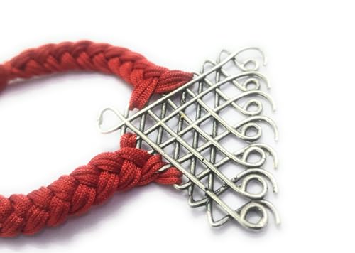Image of Dulcett India | Saraswati Yantra Bracelet for Men with Red Thread (Big Motif) | Silver Plated Brass| Traditional Ethnic Jewelry for Men & Women |Unisex Rakhi