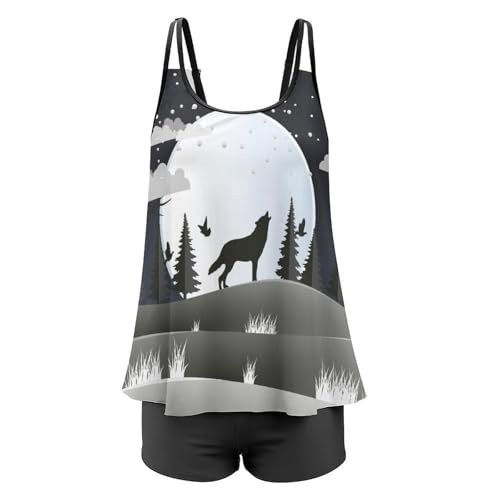 Maillot de bain tankini loup hurlant grande liberté de mouvement avec short - 4