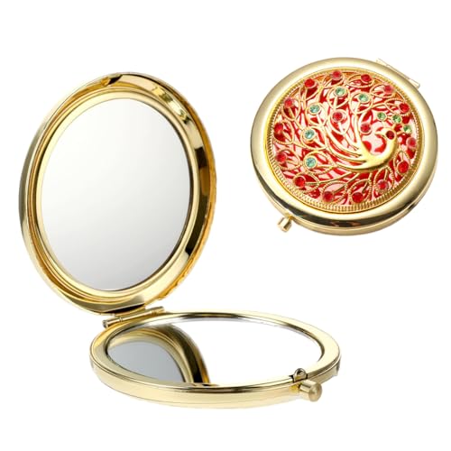 SGERUFZ Espelho de bolso com ampliação espelho de mão para maquilhagem espelho de viagem espelho dobrável para mala de mão carteira compacto espelho de ampliação redondo espelho de maquilhagem