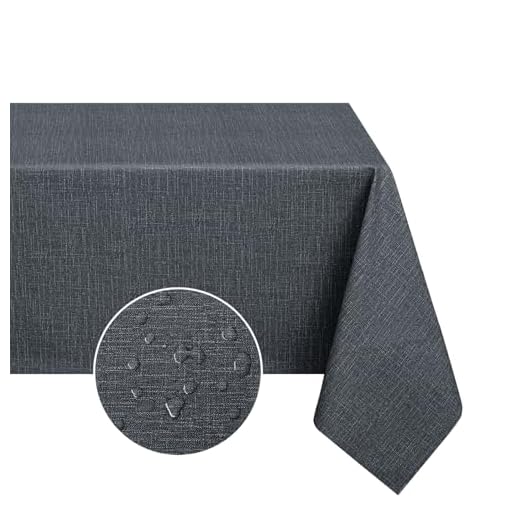 Romanstile Tovaglia plastificata antimacchia rettangolare Cerata 4-6 Posti 140x180 da esterno Tovaglie PVC Grigio Impermeabile Elegante per Ristorante,giardino,bistrot,hotel,caffè,bar,Compleanno