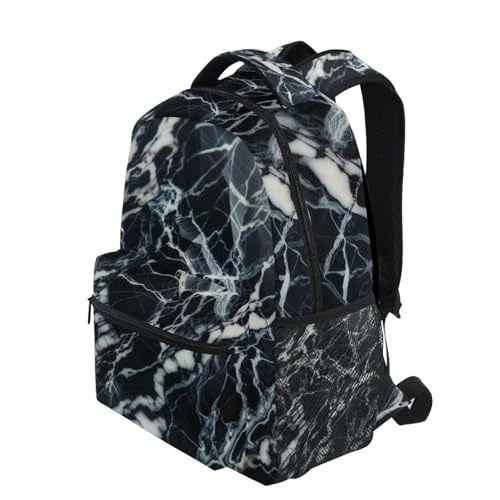 Back Pack for Boys, Black Golden Marble Texture Travel Backpack, Kids Back to School Essentials, Ideal for Ages 6–143