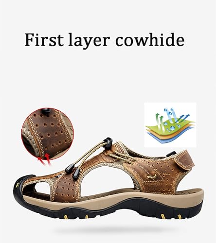 Men's Outdoor Hiking Leather Sandals Water Shoes Slides Closed Toe Sport Walking Fishermen Climbing2