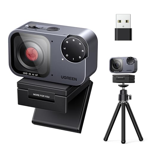 UGREEN Webcam FineCam 4K/30fps 1/2型センサー搭載 AIノイズキャンセリングマイク PDAFオートフォーカス 自動フレーミング 会議・配信・コンテンツ制作用 内蔵プライバシーカバー&三脚付き
