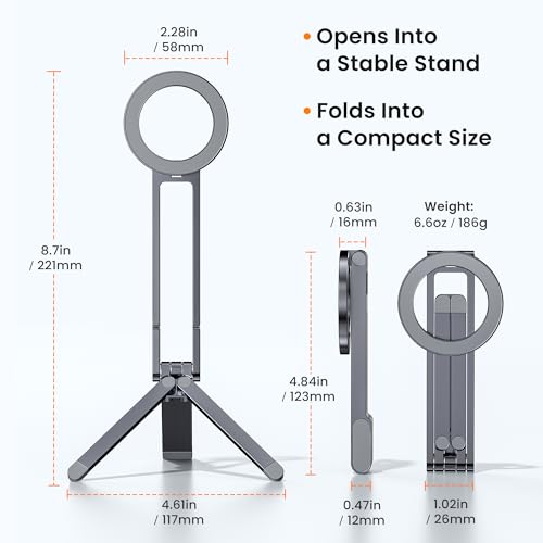 Soportes magnéticos Itramax 360 plegables para trípode de mesa y salpicadero iPhone 15 7