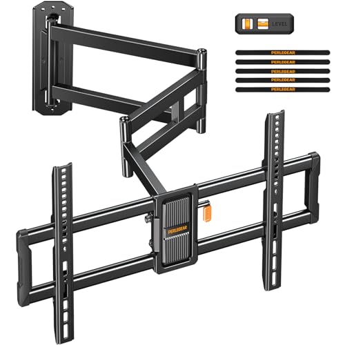 Perlegear Soporte TV Pared, Brazo Largo de 943mm para TVs de 42-84', Sujecion TV Pared Articulado con Rotación e Inclinación, Soporta hasta 68kg, MAX VESA 600x400mm
