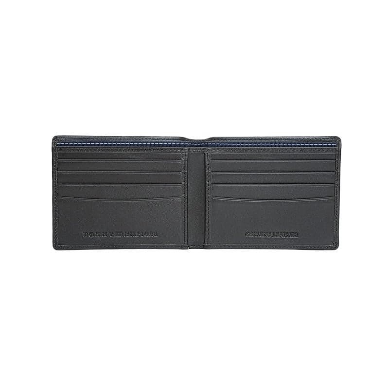 Image of Tommy Hilfiger Men's Benin Slimfold Wallet - Brown| Laser-Etched Leather | Ultra-Slim Design| Purse for Men | Ideal for Gifting