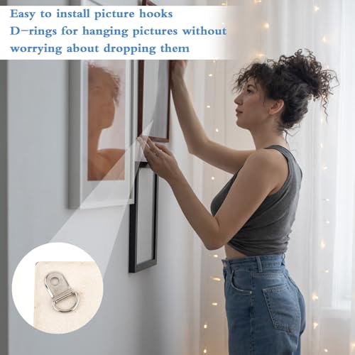 Image of 50 Pcs D Ring Picture Hangers Silver D Rings Picture Hanging Small D-Ring Pictures Hangers Including 50 Screws for Paintings, Mirrors, Clocks, Artwork Frames
