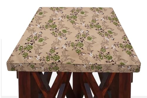 Image of The Furnishing Tree Elastic Rectangular Dining Table Cover WxL 36x48 in Inches Polyester Floral Pattern Beige
