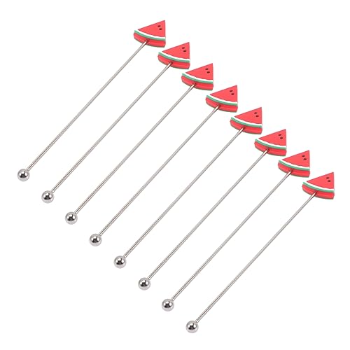 COLLBATH 8Pcs Watermelon Shaped Stainless Steel Stirring Sticks Fun Drink Mixers for Cocktails Milk Teas and Parties Bar Stirring Tools for Home and Use