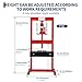 6 Ton Hydraulic Shop Press, H-Frame, 4-Hold Adjustable Height, with Movable Plates and Dust Cover, for Garage or Professional Users, Red