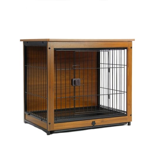 犬のケージ、ペットケージ、木製の犬のケージ、中型犬、犬の家、インテリア、簡単な組み立て、引き出しスタイルのトレイ、頑丈でファンキーな、家庭用ペットケージ (黄クルミ色, 78x56x65cm車輪なし)