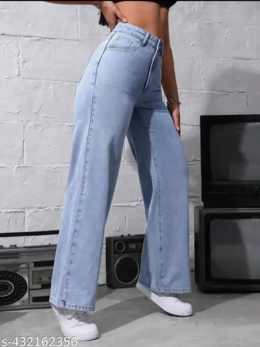 Image of Women High Waist Wide Leg Denim Baggy Jeans Casual High Waist || Wide Leg || Modern Look || Baggy fit Fashion Beauty Lovely Unique Denim Jeans for Women