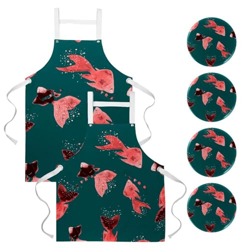 Tablier de cuisine lot de 2 avec 4 broches ajustables anti-taches