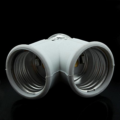 Twin Socket Adapte, Light Bulb Socket Splitter For Led, Cfl And Standard Bulbs, E26 To Dual E26 Us Standard Screw Light Holder Adapte ,White, 4-Pack #TOP4