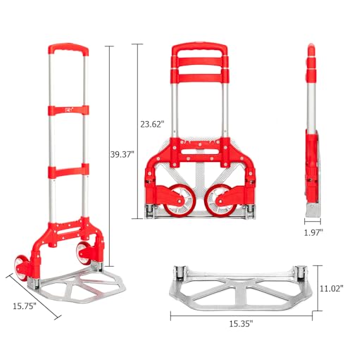 Carretilla plegable de aluminio portátil 165 lbs capacidad miniatura 4