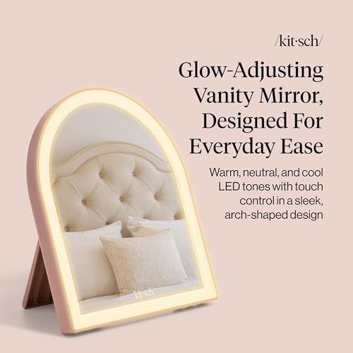 Kitsch Arch Desk Vanity Mirror with Lights - Terracotta - image 2
