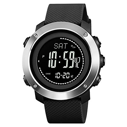 Men's Compass Watch, Altimeter Barometer Thermometer Temperature, Waterproof Digital Sports Watch Pedometer Hunting