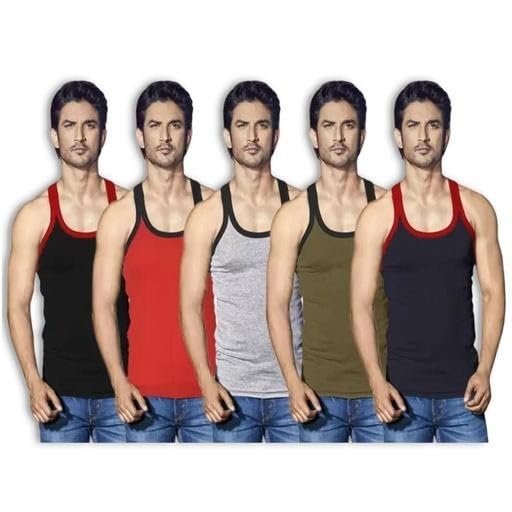 Men's Cotton Vest Pack of 5 | Sleeveless Sando Ganji Baniyan | Gym & Daily Inner-image-28
