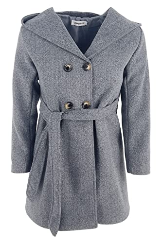 Jophy & Co. Doppelt geknöpfter Kindermantel mit Kapuze und Taschen (Art.Nr. 2078), grau, 8 Jahre