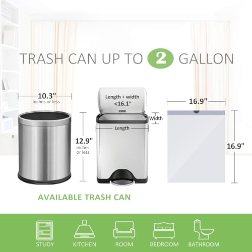 Image of Teivio 2 Gallon Small Drawstring Trash Bags, 90 Count White Garbage Bags, Mini Plastic Bin Liners fit 1.8-2 Gal Waste Bin for Bathroom, Kitchen, Bedroom, Office, Pet Litter, Household Daily Use