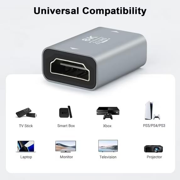 Adaptador HDMI Hembra a Hembra 8K Chapado en Oro 2 Unidades miniatura 2
