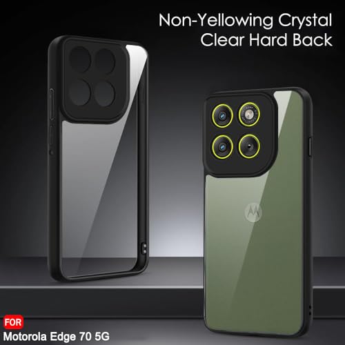 Image of TheGiftKart Hybrid Shockproof Back Cover Case for Motorola Moto Edge 70 5G | Hard Back Cover Case for Motorola Edge 70 5G (PC & TPU, Transparent Clear Back, Black Sides)