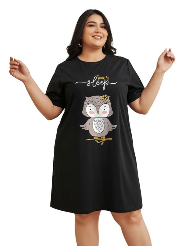 Women’s Printed Knee Length Cotton Nighty | Short Sleeve Nighty | Short Nightdress | Long T-Shirt | Regular Fit Night Gown | Casual Nightwear