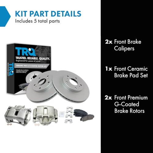 Image of TRQ Front Brake Pad and Rotor Set Ceramic Vented Rotors Calipers | For 2003-2007 Honda Accord