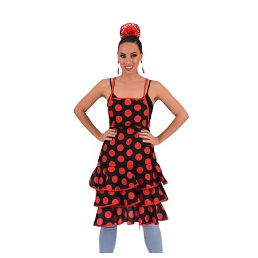 AMARU SANCHESU Delantal Flamenco Mujer Danza Baile Sevillanas Cocina (diseño 10, talla unica)